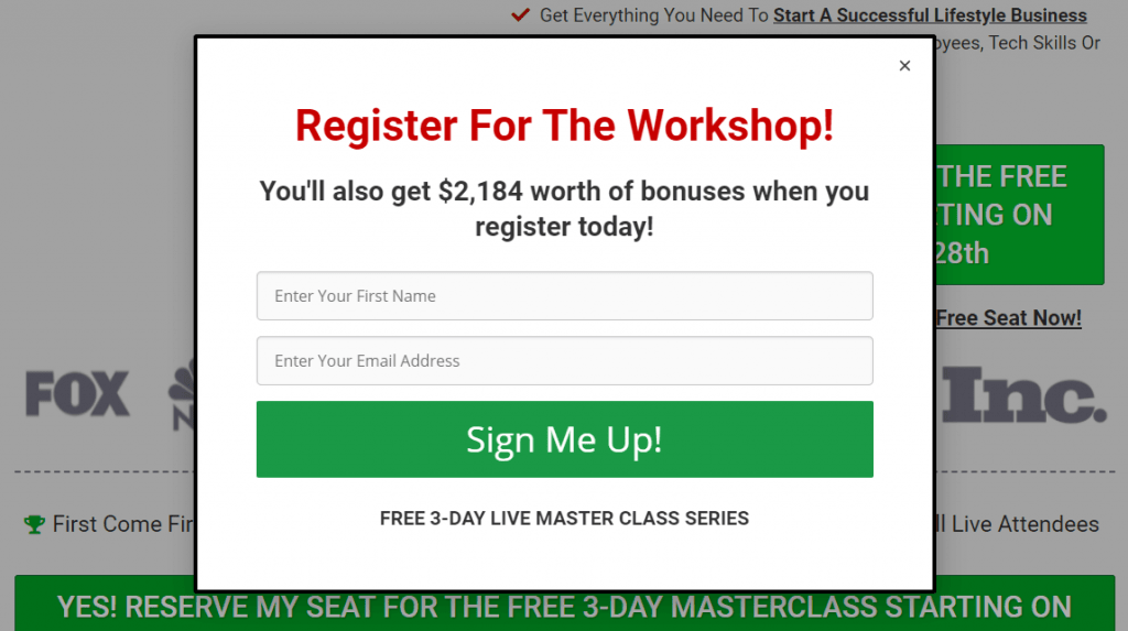 3 Day Masterclass Register